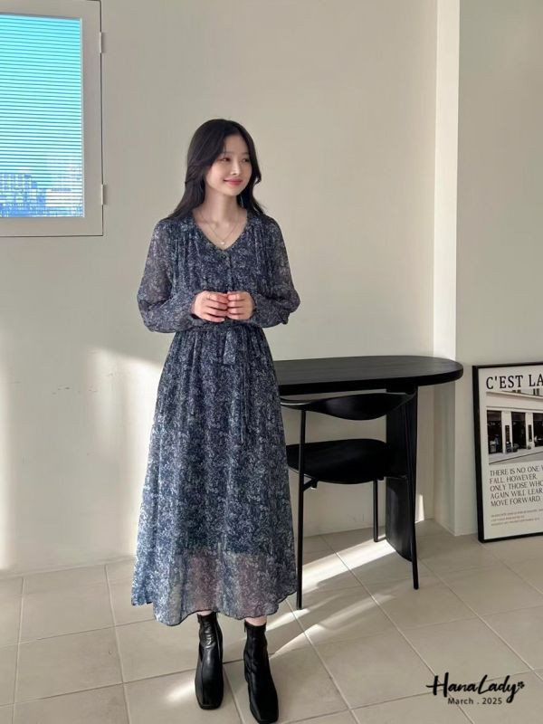 WSA51 仙女必備碎花綁帶長洋 