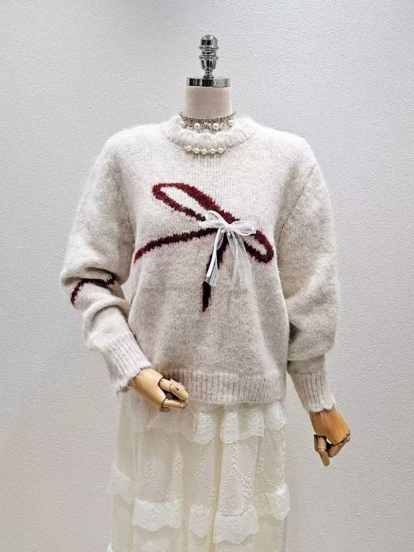 WQA30 珍珠領可拆式立體蝴蝶結上衣 