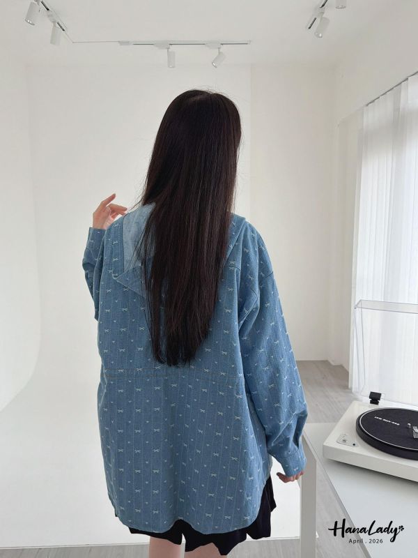 LFA41 俏皮刺繡蝴蝶結愛心丹寧外 