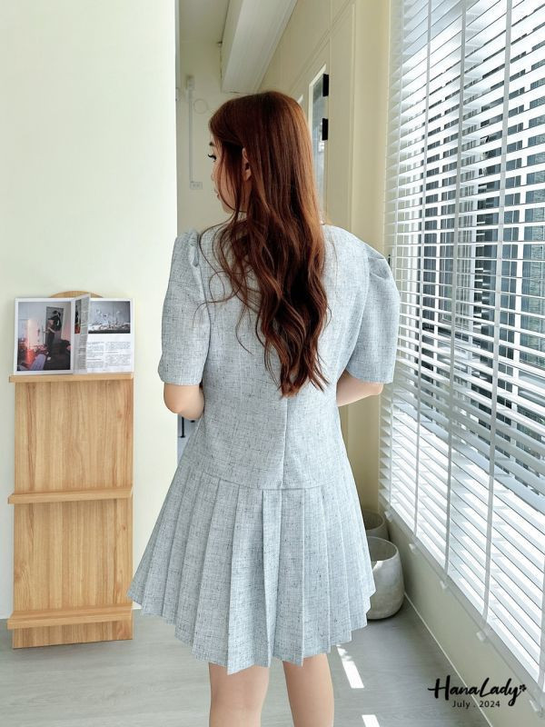 FCA94 精緻小香捲邊百摺短洋 