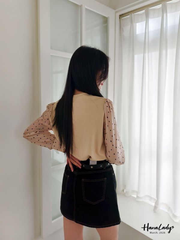 LSA03 點點雪紡袖棉質上衣 