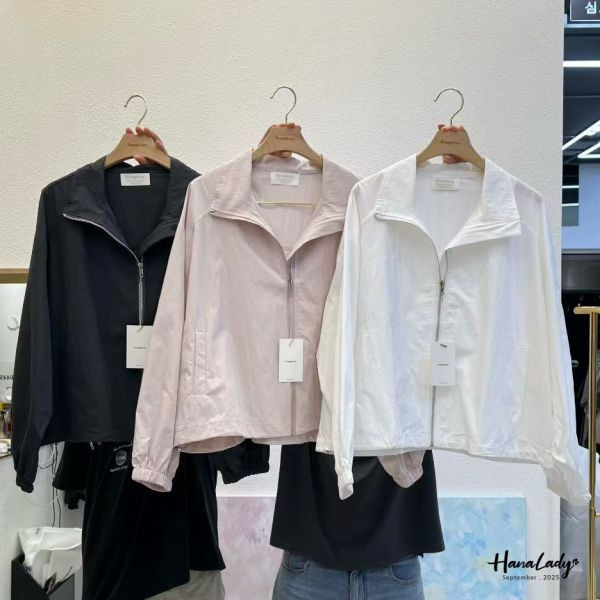 WKA26 拉鍊翻領下抽繩薄外套 