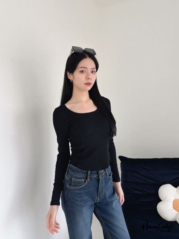 LEA95 親膚針織內磨毛U領上衣 