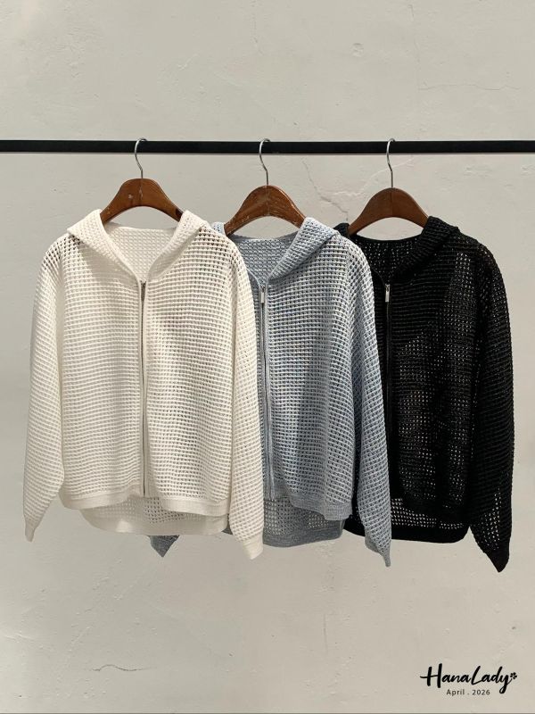 LFB01 勾針織連帽拉鍊外套 