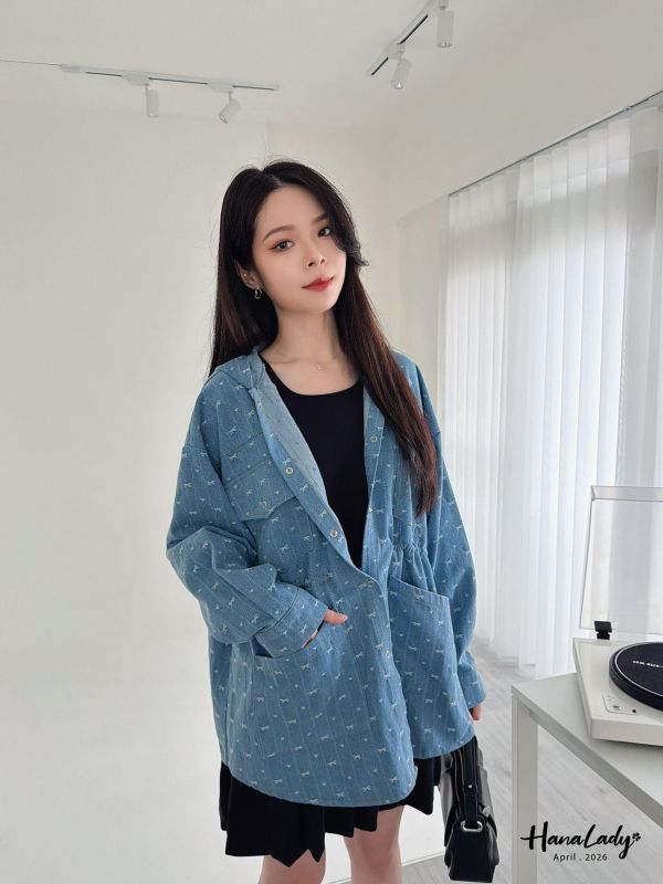 LFA41 俏皮刺繡蝴蝶結愛心丹寧外 