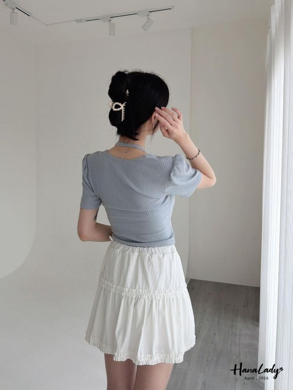 LFA43 側綁繩層次短褲裙 