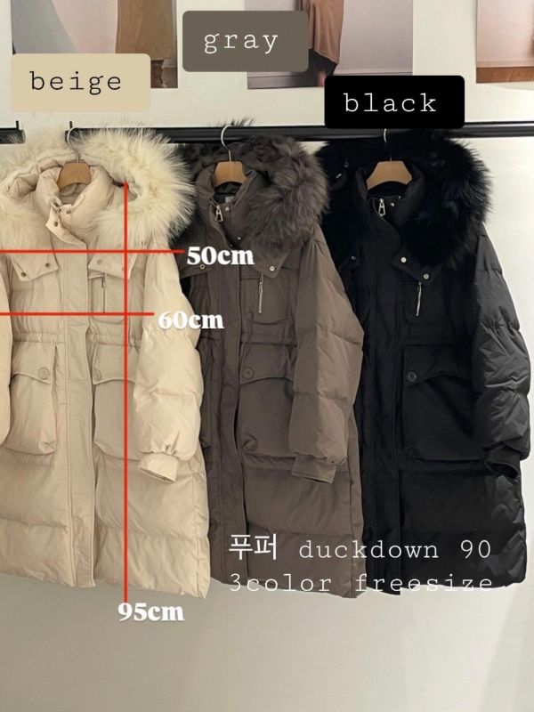 WQB32 鴨絨浣熊毛可拆長版外套 