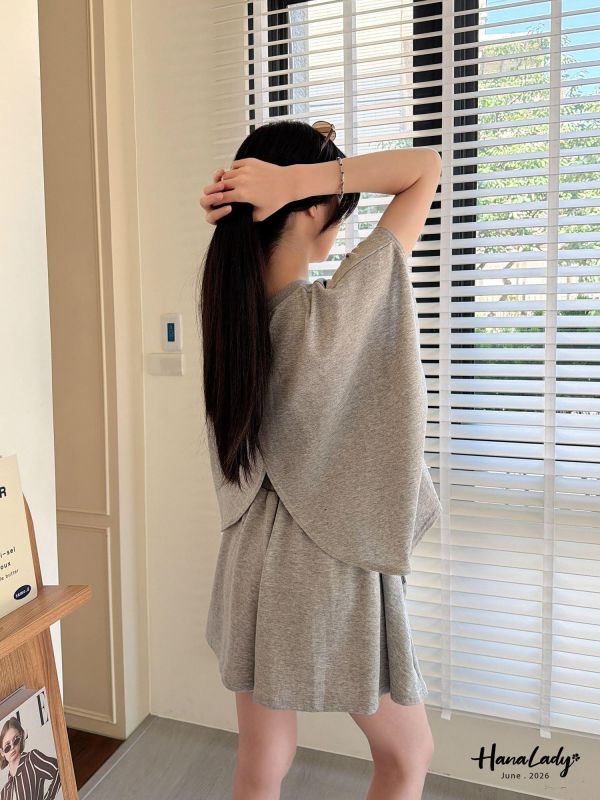 LLA76 美背開叉休閒套裝 