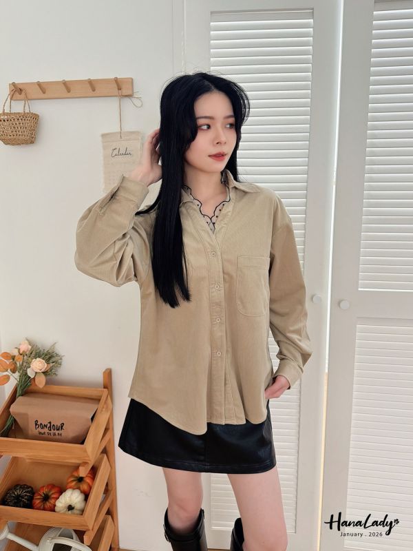 LEA22 點點紗極細燈心棉絨衫 