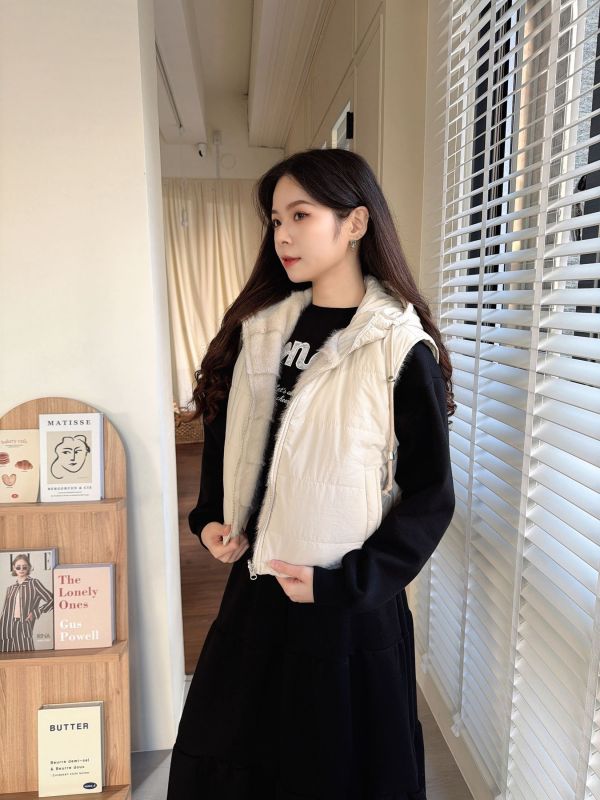 WQB29 正反兩穿毛毛鋪棉背心 