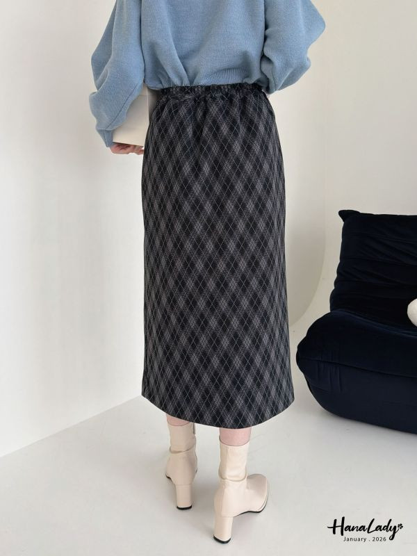 LEA40 精緻口帶設計前開衩長裙 