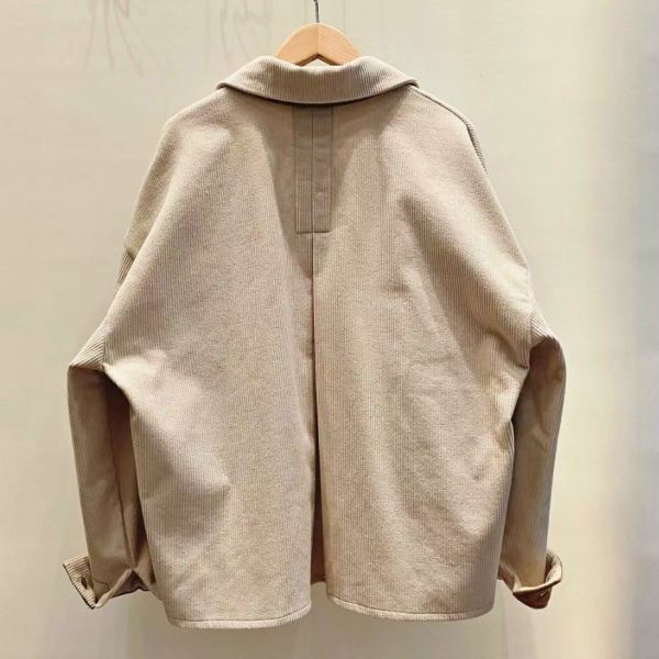 WQA78 燈心絨拼接麂皮排釦外 