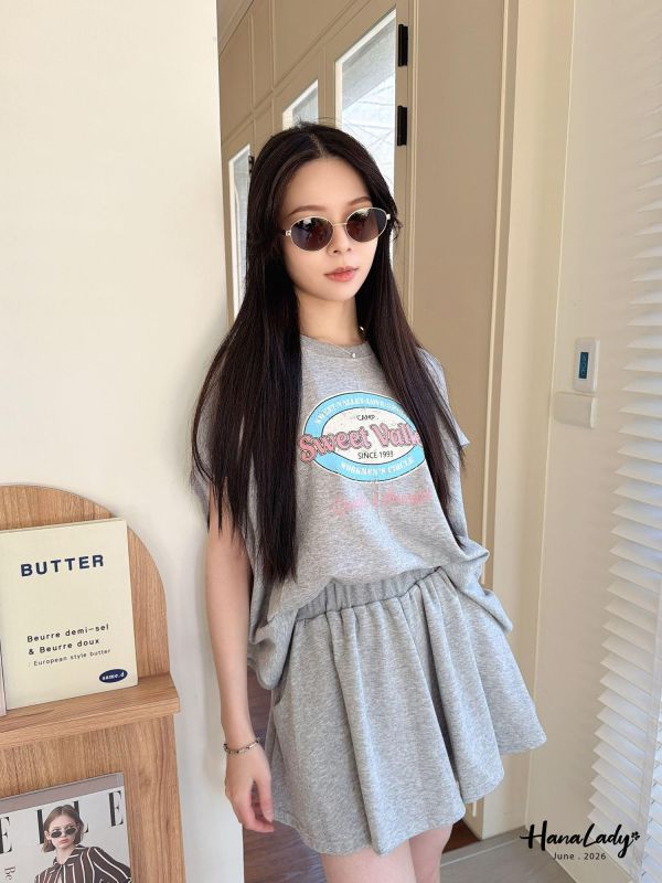 LLA76 美背開叉休閒套裝 