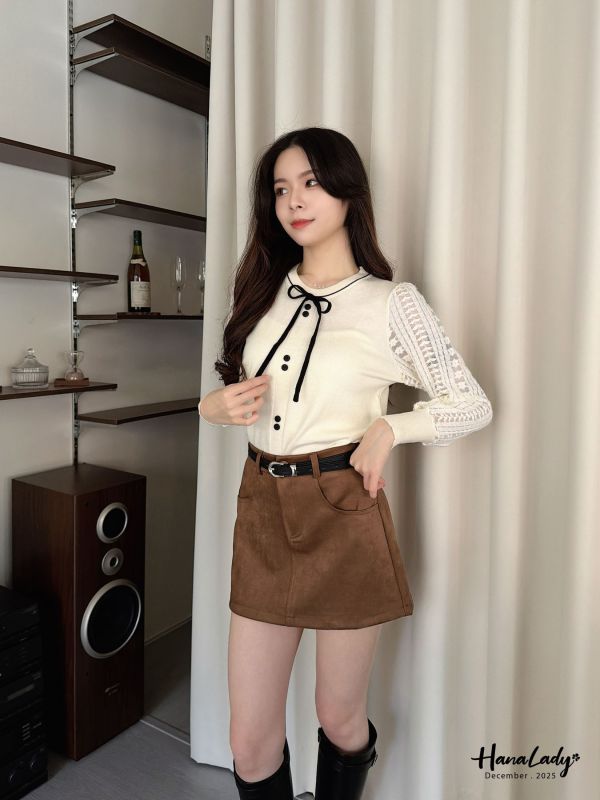 WQA27 好舒服附腰帶麂皮褲裙 