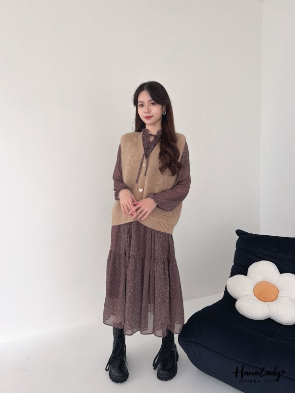 WJA95 復古波點層次長洋 