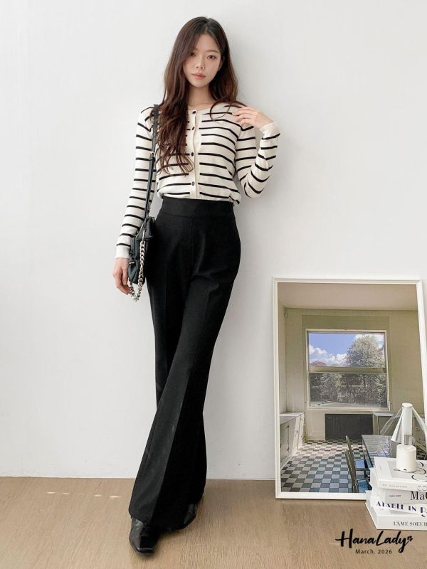 LSA59 必收簡約顯瘦喇叭褲 