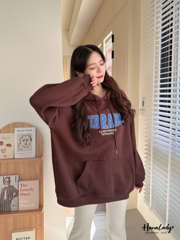 WQA18 立體毛呢字母內刷絨帽T 