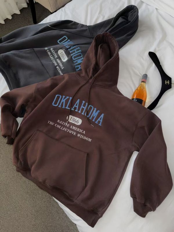 WQA17 刺繡1866字母內刷絨帽T 