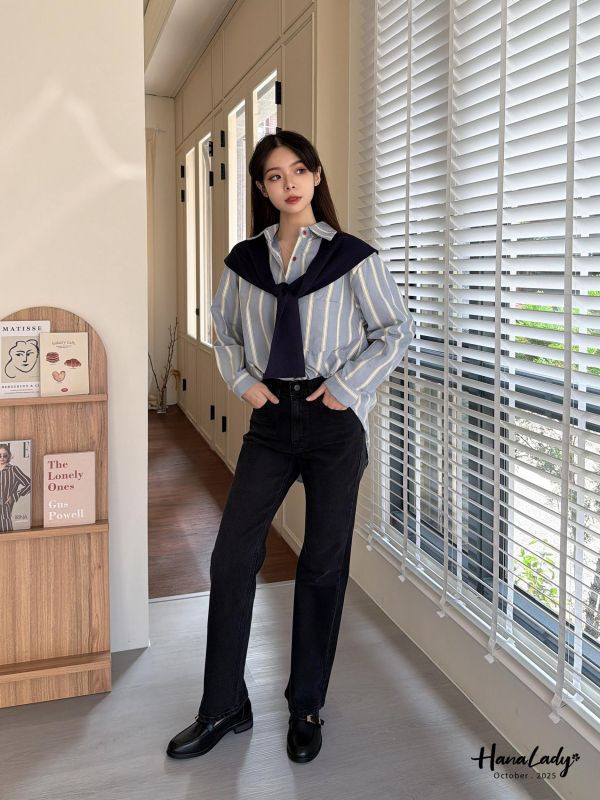 WTA13 超質感親膚披肩條紋衫 