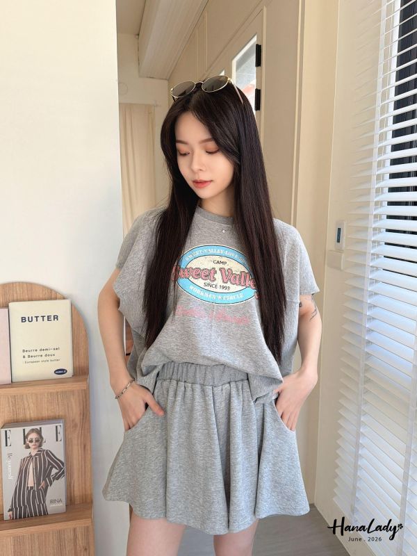 LLA76 美背開叉休閒套裝 