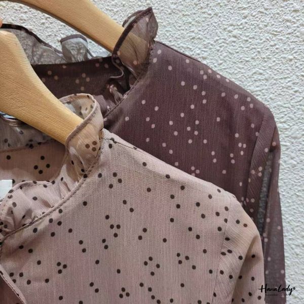 WJA95 復古波點層次長洋 