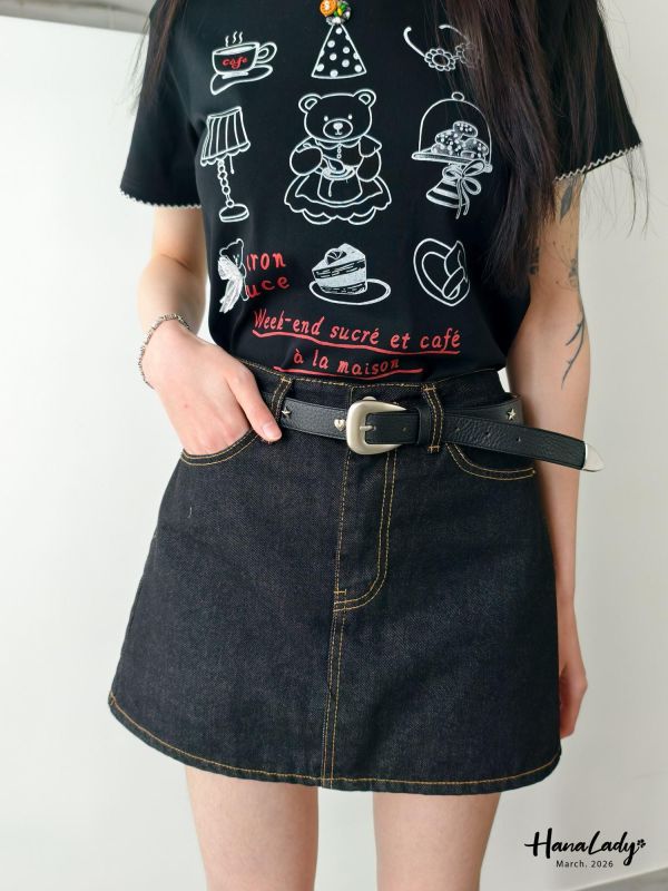 LSA51 顯瘦深藍色A字丹寧褲裙 