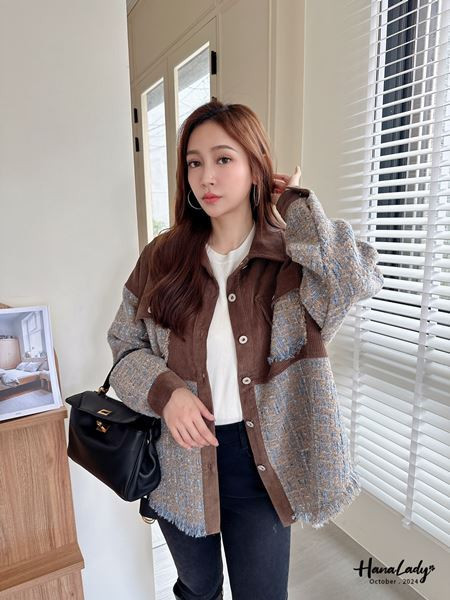 FTA87 銀線毛呢燈芯絨排釦衫 