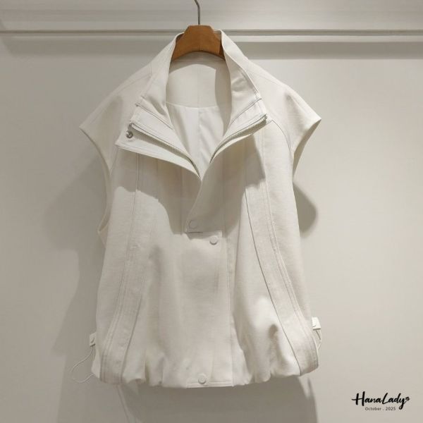 WTB35 必收俐落翻領拉鍊背心 