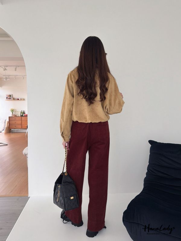 WJA98 質感燈心絨壓摺寬褲 