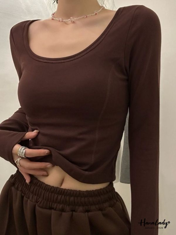 LEA95 親膚針織內磨毛U領上衣 