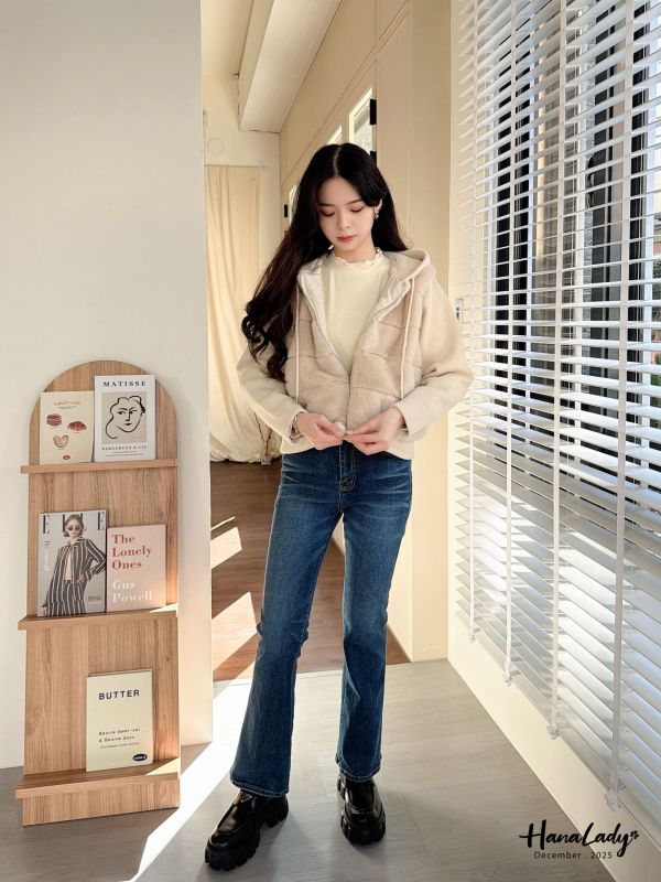 WQA36 沒有刷毛的喇叭丹寧褲 