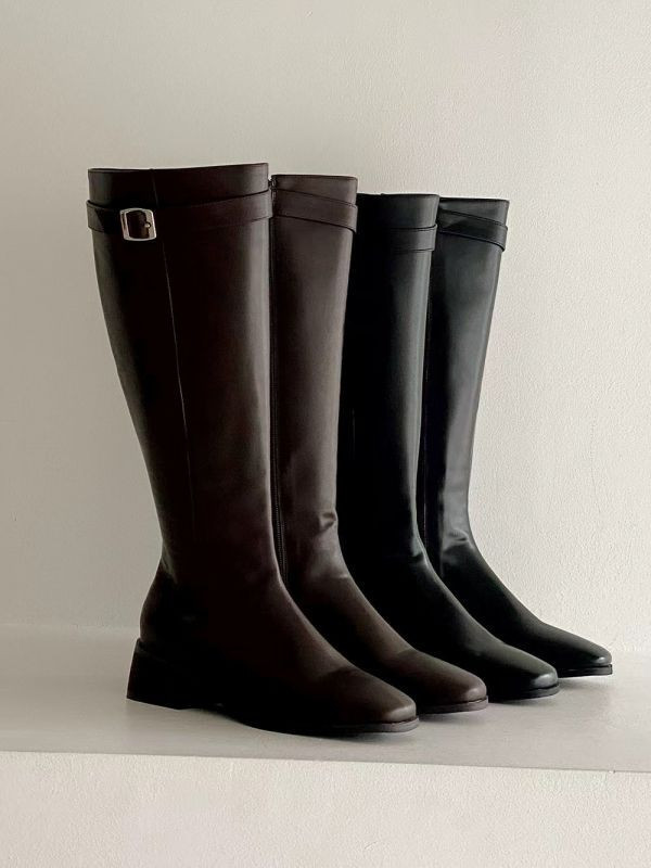 WQB53 經典簡約百搭釦帶長靴 