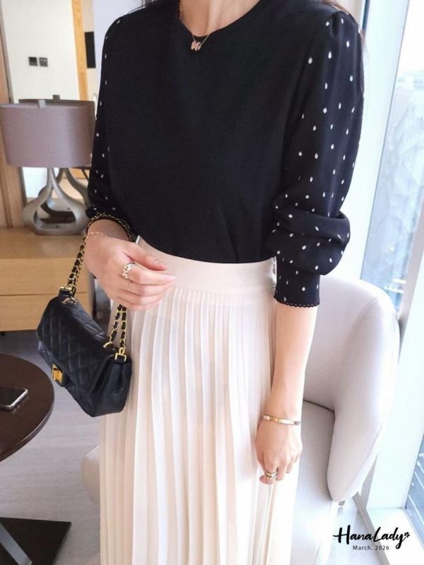 LSA03 點點雪紡袖棉質上衣 