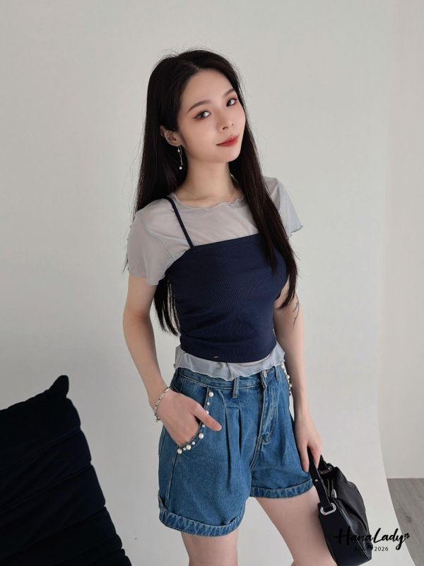 LFA44 兩件式甜美針織紗上衣 