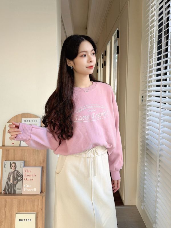 WQA63 刺繡字母短版內刷毛T 