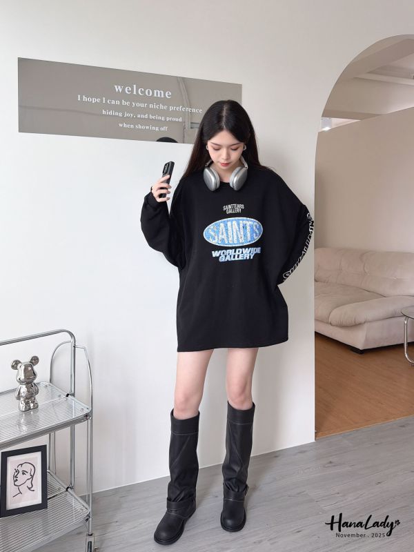 WJB07 長版美式印花字母T 