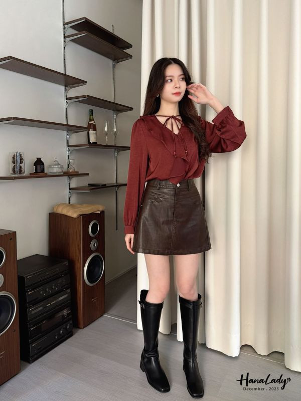 WQA05 波浪領微光澤壓紋雪紡 