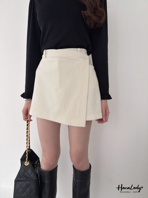 WJA06 燈心絨不規則片裙褲 