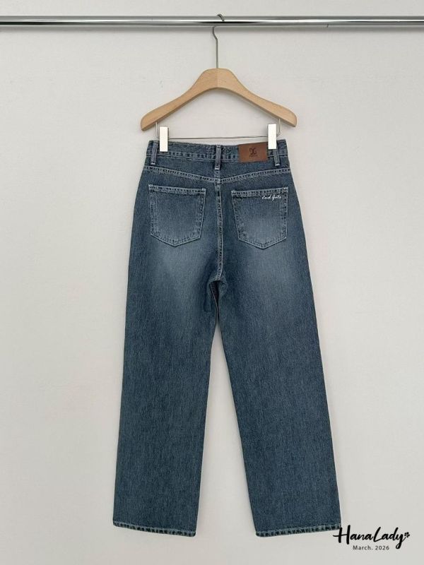 LSA61 高質感修身刷色牛仔褲 