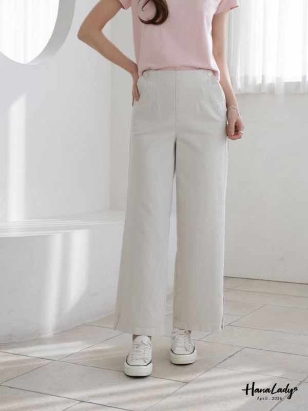 LFA34 經典直筒小開衩休閒褲 