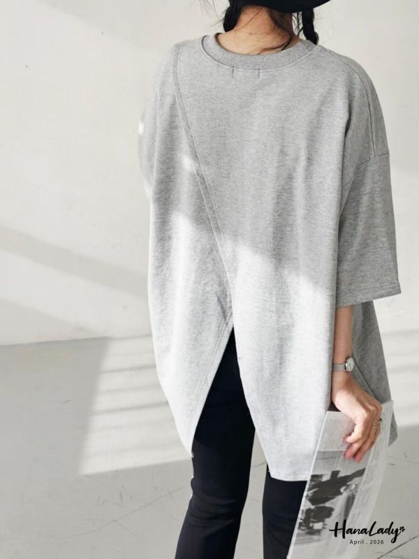 LFA71 緞帶紗滿鑽休閒長版T 