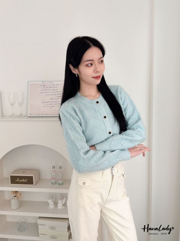 LEA34 金蔥細閃毛絲球球上衣 