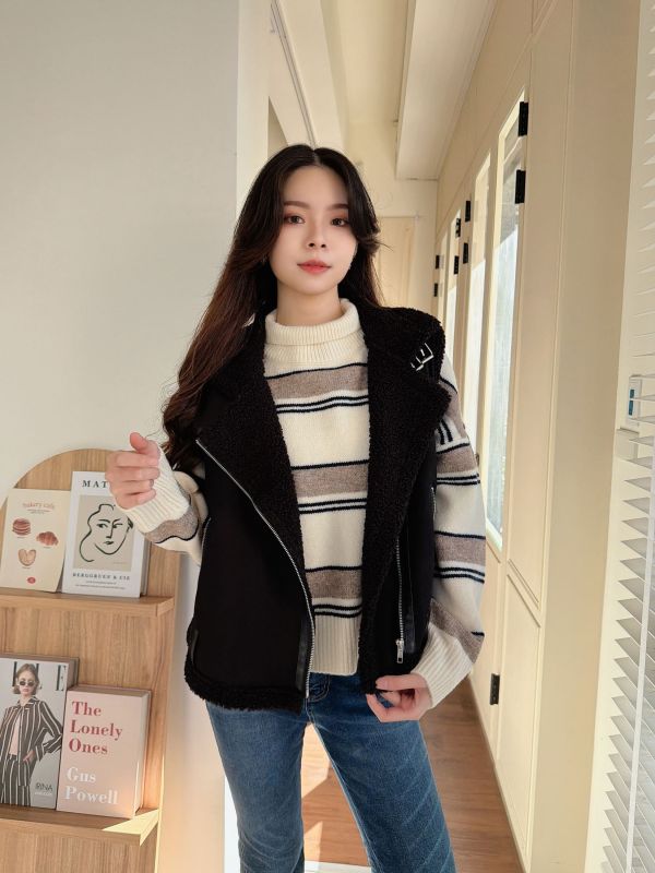 WQB28 麂皮內羊羔毛翻領背心 