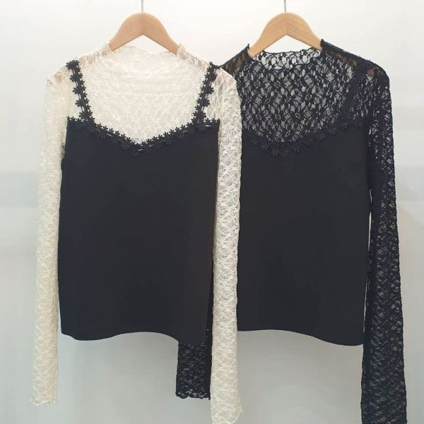 WQA10 雕花蕾絲馬甲線上衣 