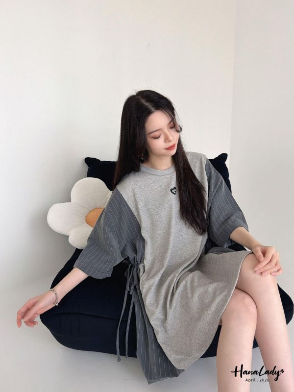 LFA64 側綁結拼接直條寬版T 