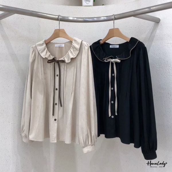 WJA40 超推日系蜜桃絨綁帶上衣 