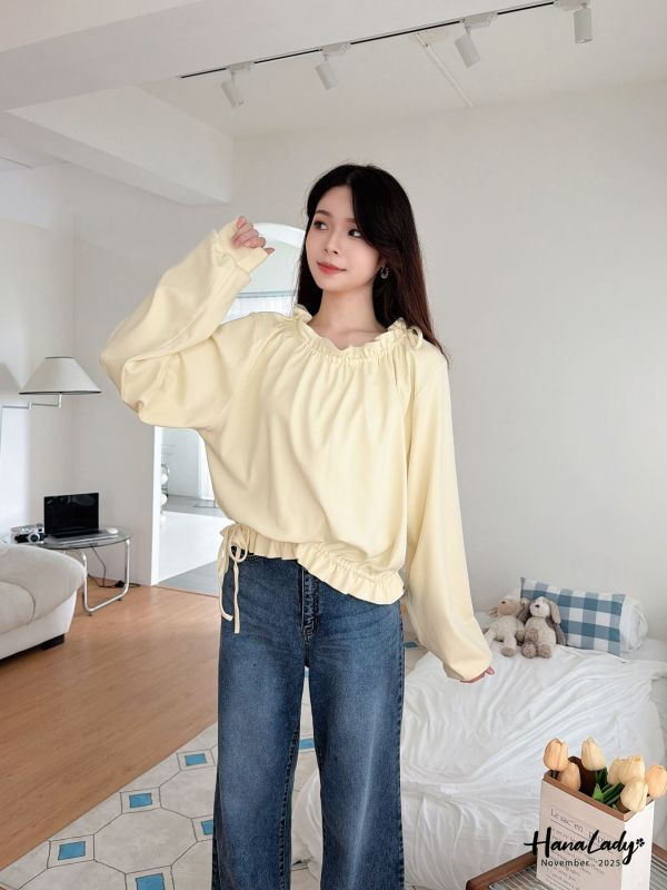 WJA49 親膚舒適造型抽繩上衣 