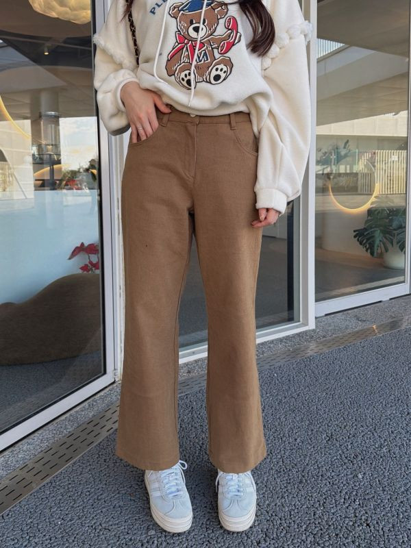 WQB66 挺版棉絨內磨毛直筒褲 