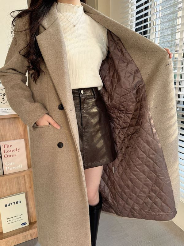 WQA87 三角翻領微舖棉羊毛大衣 