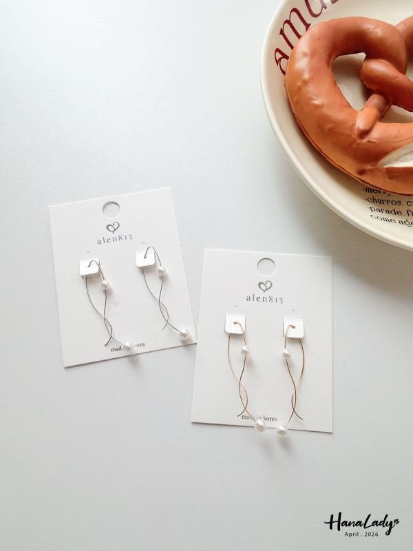 LFA86 浪漫波浪珍珠耳環 